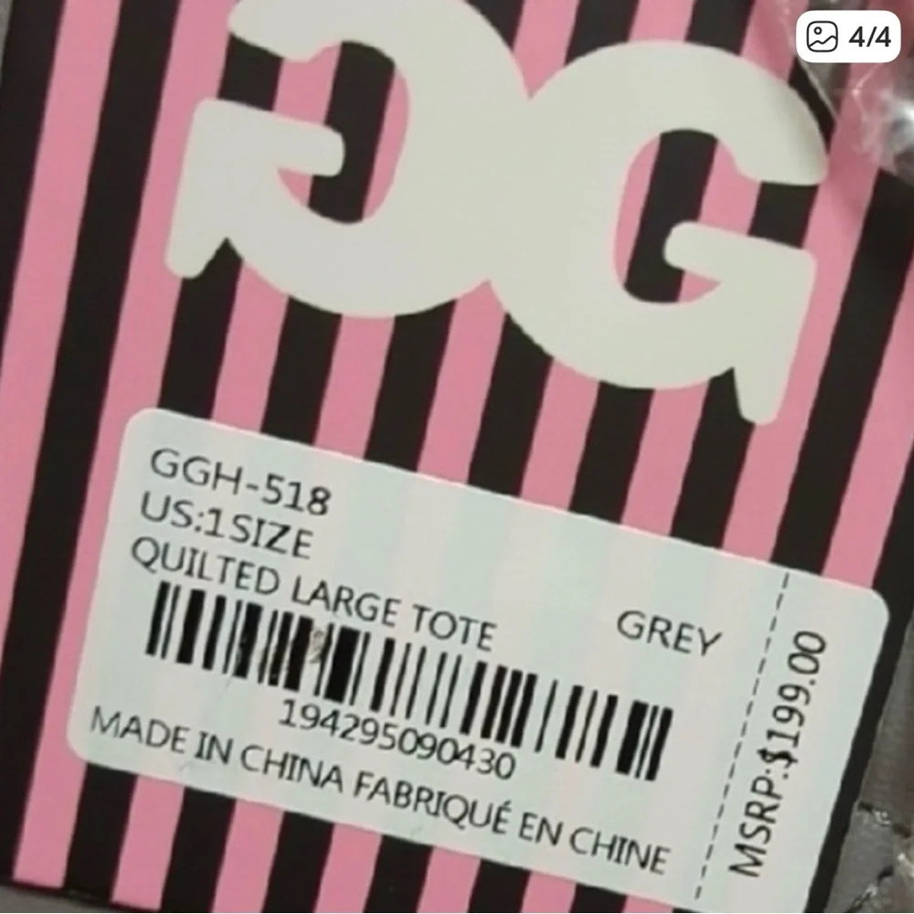 Gilda Paris Gray Quilted Tote Bag NWT Retail $199 - Picture 5 of 5